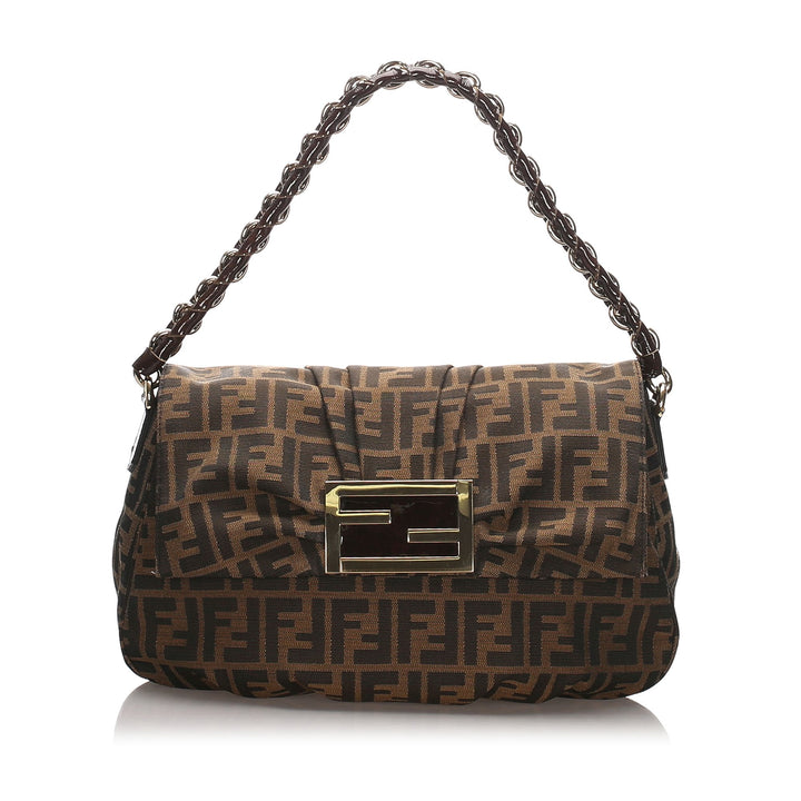 Pre-Loved Fendi Brown Dark Canvas Fabric Zucca Baguette Italy
