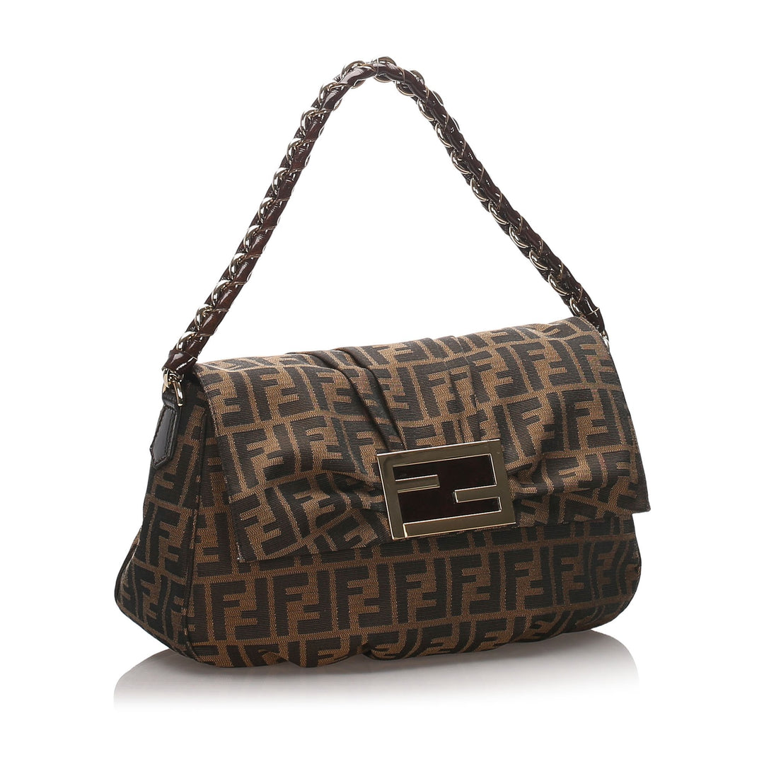 Pre-Loved Fendi Brown Dark Canvas Fabric Zucca Baguette Italy