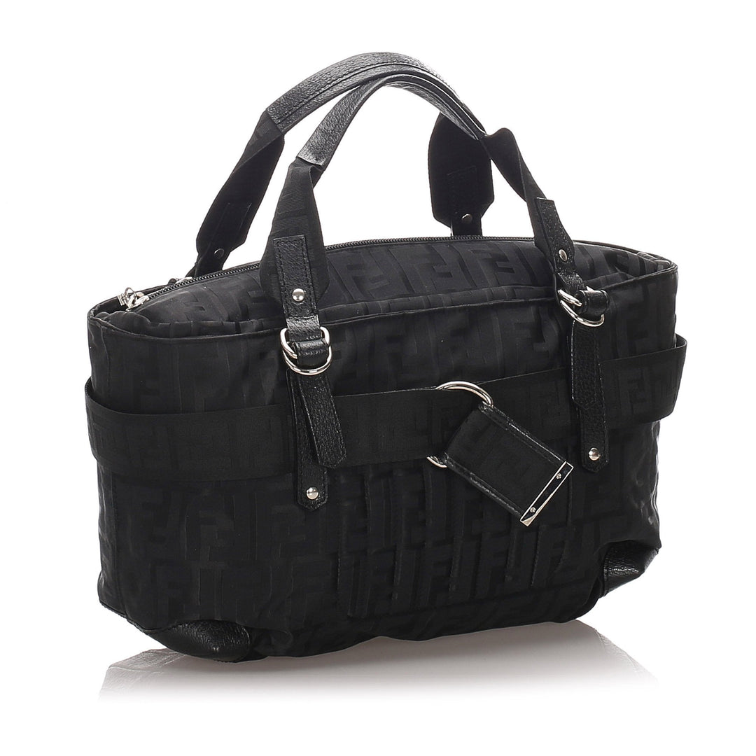 Pre-Loved Fendi Black Canvas Fabric Zucca Handbag Italy