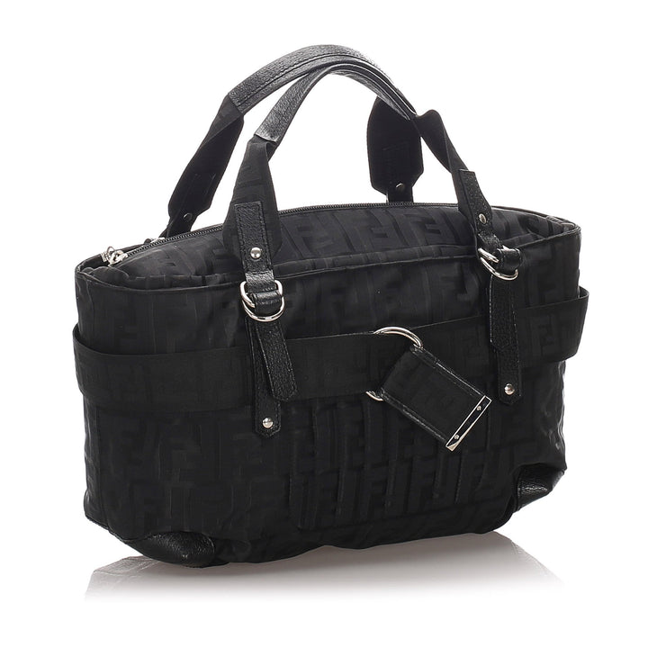 Pre-Loved Fendi Black Canvas Fabric Zucca Handbag Italy