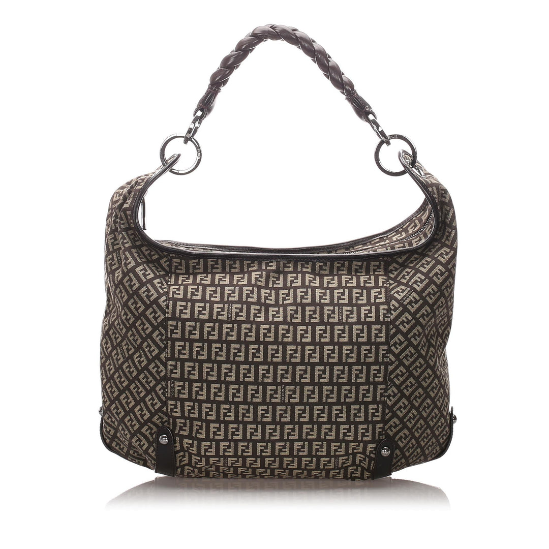 Pre-Loved Fendi Brown Canvas Fabric Zucchino Hobo Italy