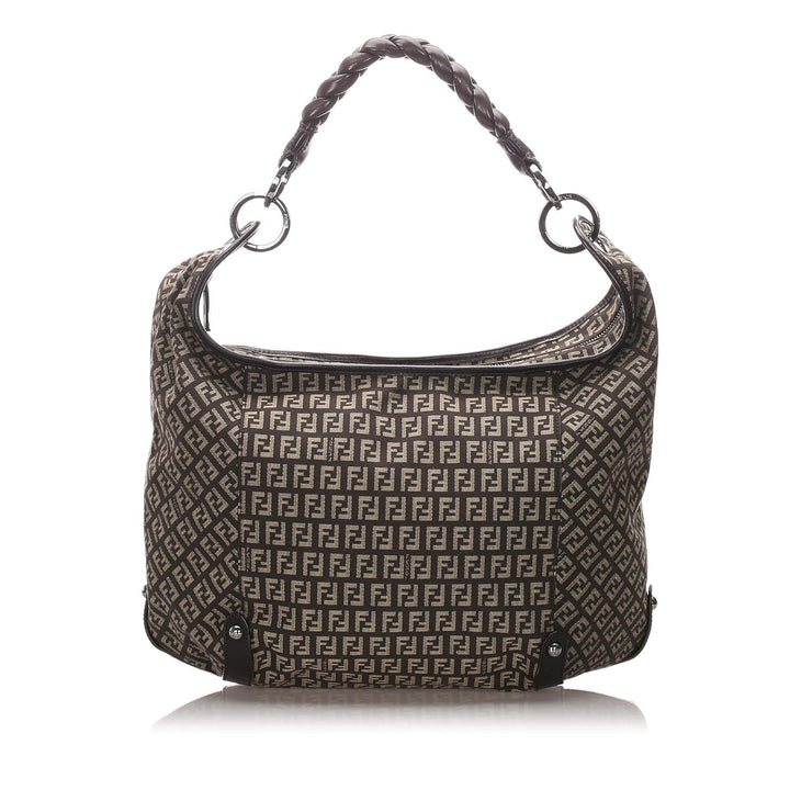 Pre-Loved Fendi Brown Canvas Fabric Zucchino Hobo Italy