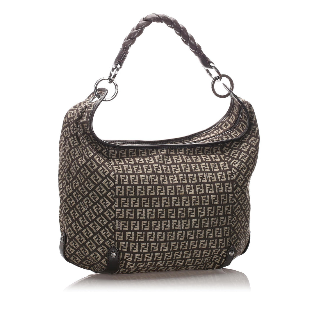 Pre-Loved Fendi Brown Canvas Fabric Zucchino Hobo Italy