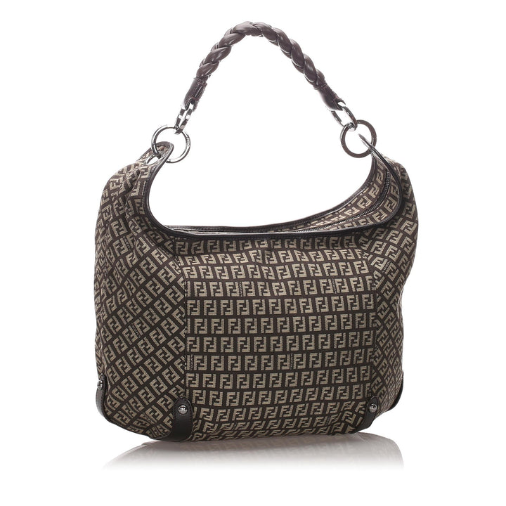 Pre-Loved Fendi Brown Canvas Fabric Zucchino Hobo Italy
