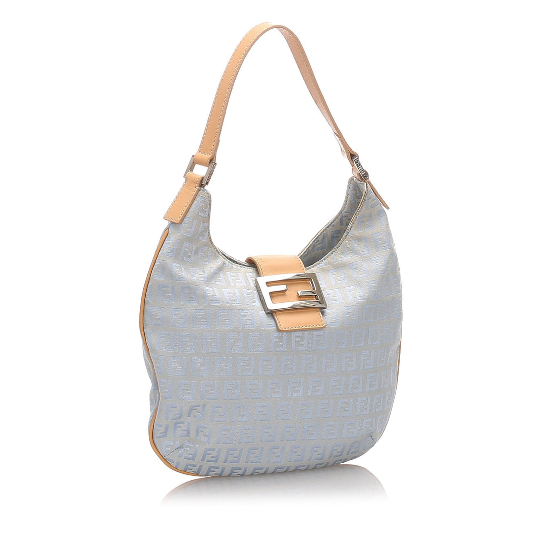 Pre-Loved Fendi Blue Light Canvas Fabric Zucchino Hobo Bag Italy
