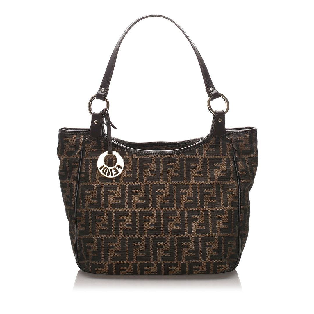 Pre-Loved Fendi Brown Dark Canvas Fabric Zucca Shoulder Bag Italy