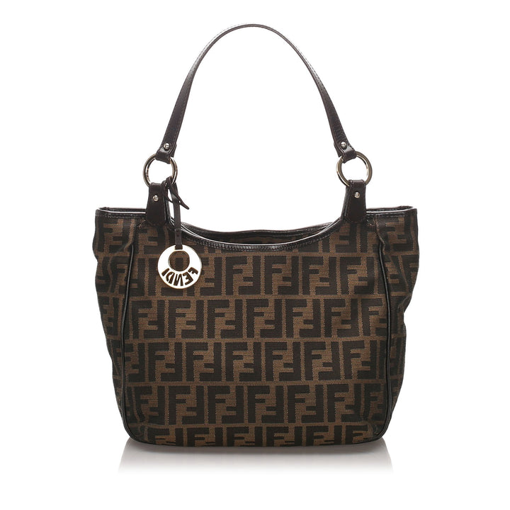 Pre-Loved Fendi Brown Dark Canvas Fabric Zucca Shoulder Bag Italy