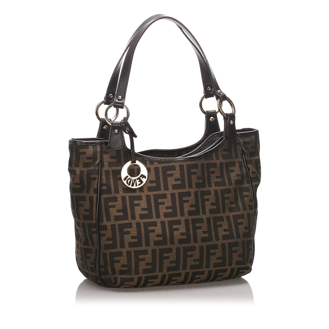 Pre-Loved Fendi Brown Dark Canvas Fabric Zucca Shoulder Bag Italy