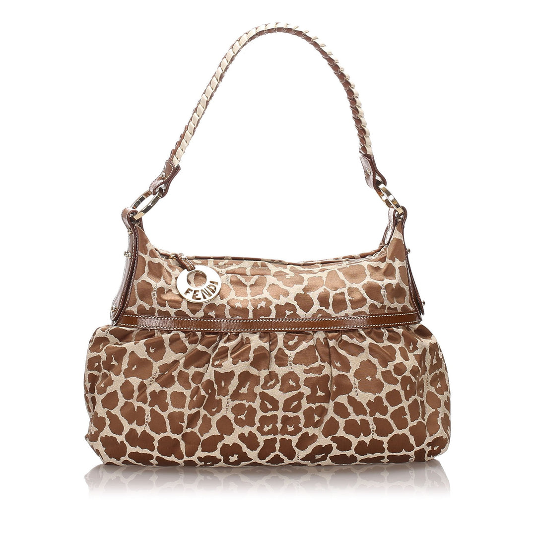 Pre-Loved Fendi Brown Beige Canvas Fabric Leopard Print Chef Italy