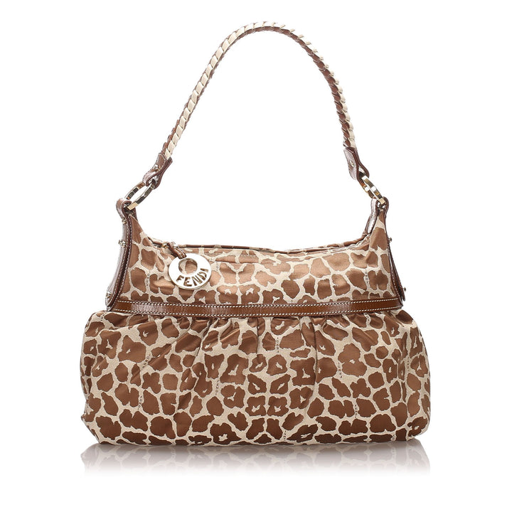 Pre-Loved Fendi Brown Beige Canvas Fabric Leopard Print Chef Italy