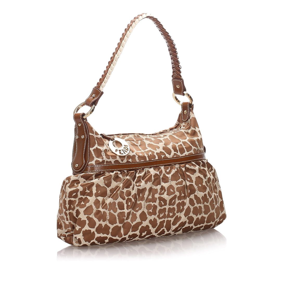 Pre-Loved Fendi Brown Beige Canvas Fabric Leopard Print Chef Italy
