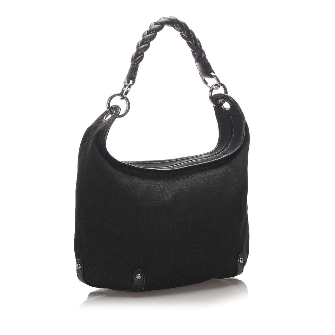Pre-Loved Fendi Black Canvas Fabric Zucchino Shoulder Bag Italy