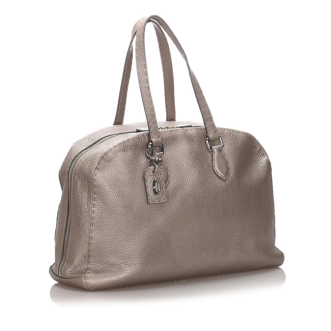Pre-Loved Fendi Brown Bronze Calf Leather Selleria Shoulder Bag Italy