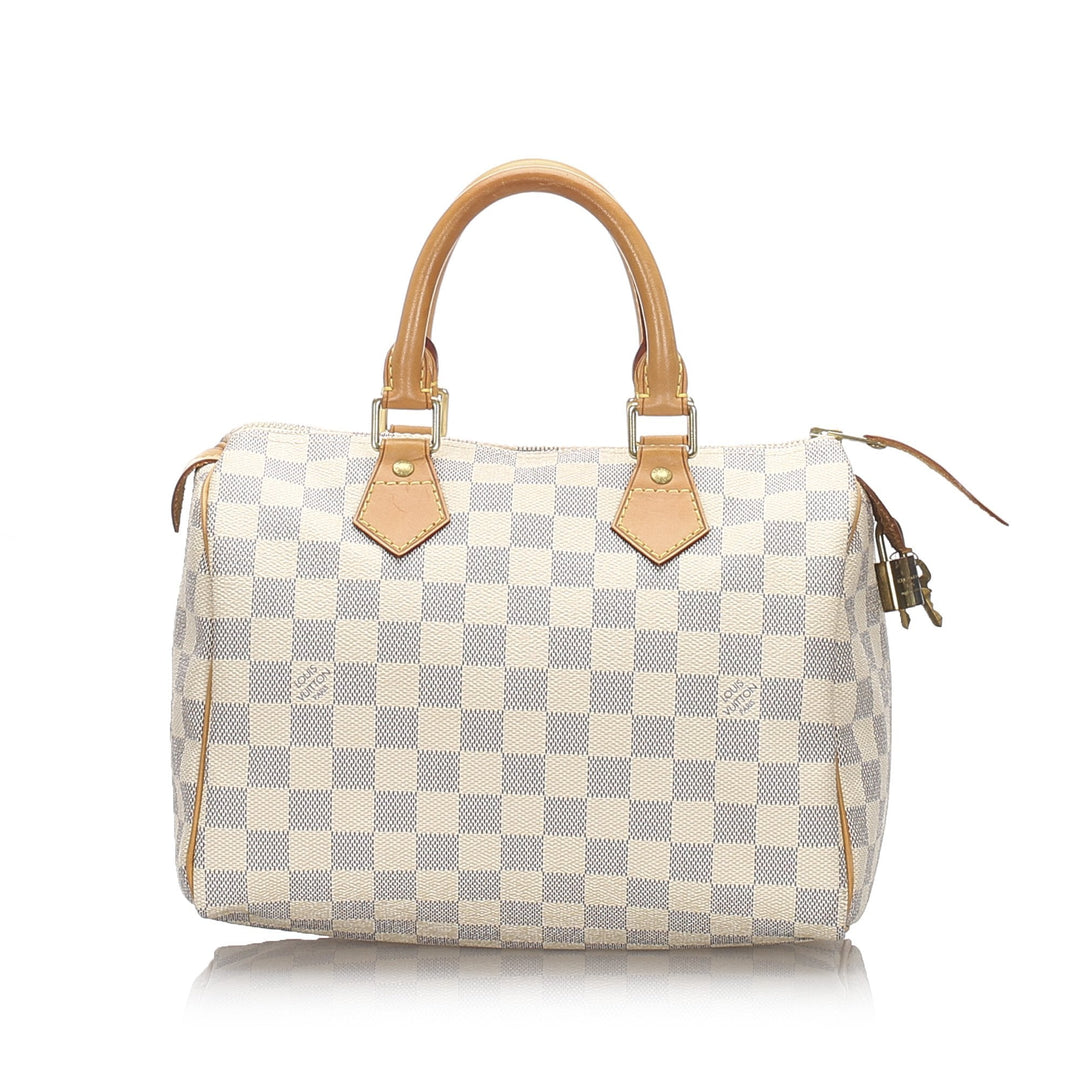 Pre-Loved Louis Vuitton White Damier Canvas Azur Speedy 25 France