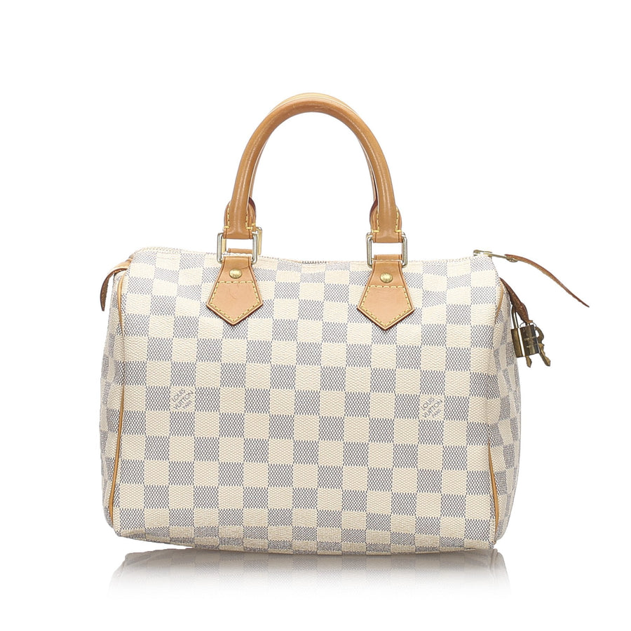 Pre-Loved Louis Vuitton White Damier Canvas Azur Speedy 25 France
