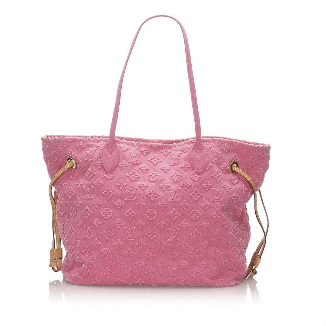 Pre-Loved Louis Vuitton Pink Denim Fabric Monogram Stone Neverfull MM France