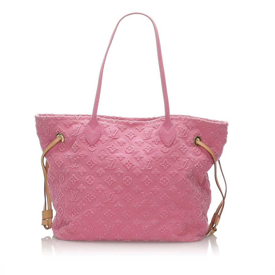 Pre-Loved Louis Vuitton Pink Denim Fabric Monogram Stone Neverfull MM France