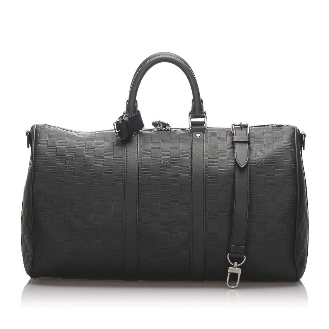 Pre-Loved Louis Vuitton Black Damier Infini Keepall Bandouliere 45 Italy