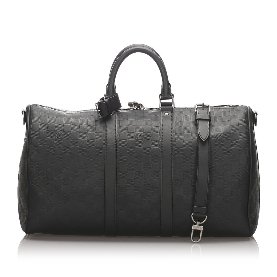Pre-Loved Louis Vuitton Black Damier Infini Keepall Bandouliere 45 Italy