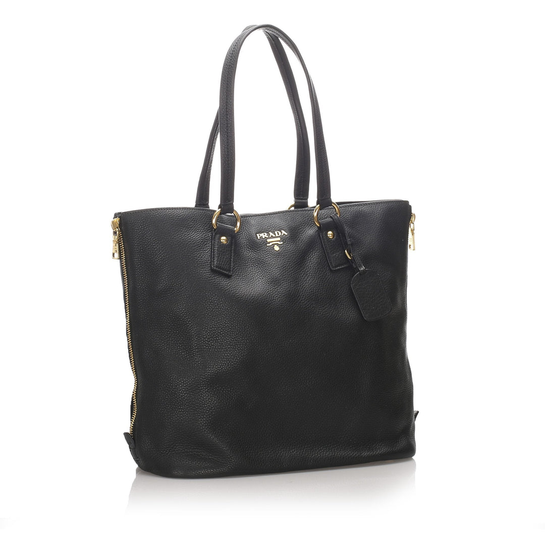 Pre-Loved Prada Black Calf Leather Vitello Daino Tote Bag Italy