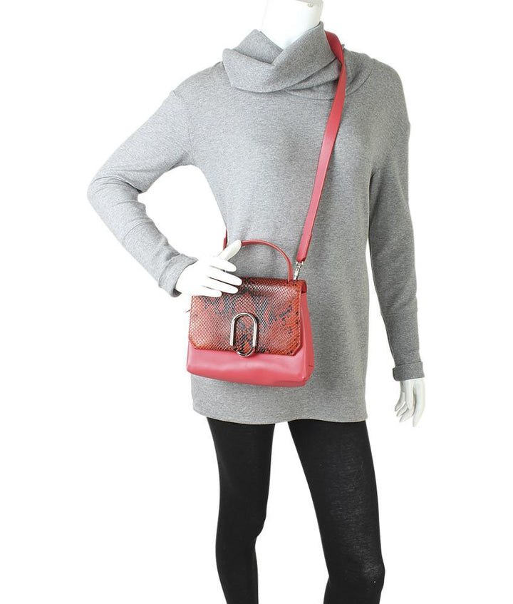 3.1 Phillip Lim Alix Mini Top Handle Red Snakeskin Crossbody Bag
