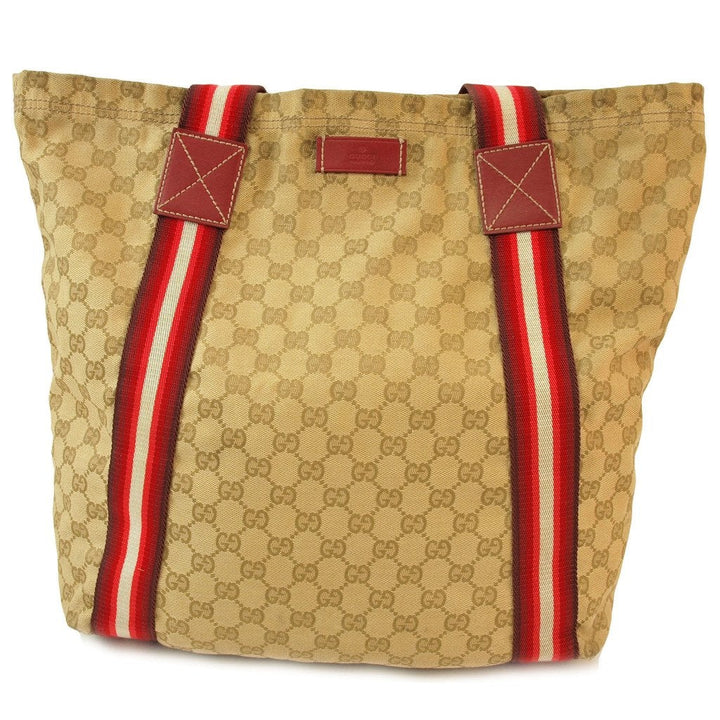 G*G Beige Shopping Tote with Red Trim Handbag (Indistinguishable)