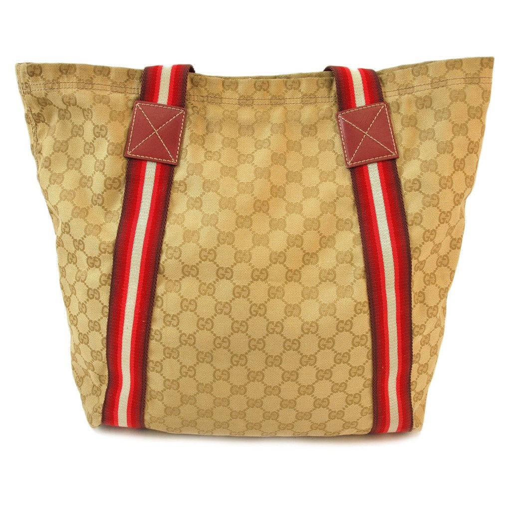 G*G Beige Shopping Tote with Red Trim Handbag (Indistinguishable)