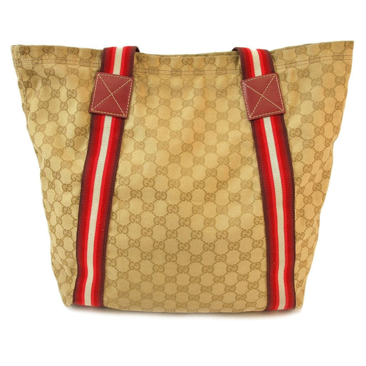 G*G Beige Shopping Tote with Red Trim Handbag (Indistinguishable)