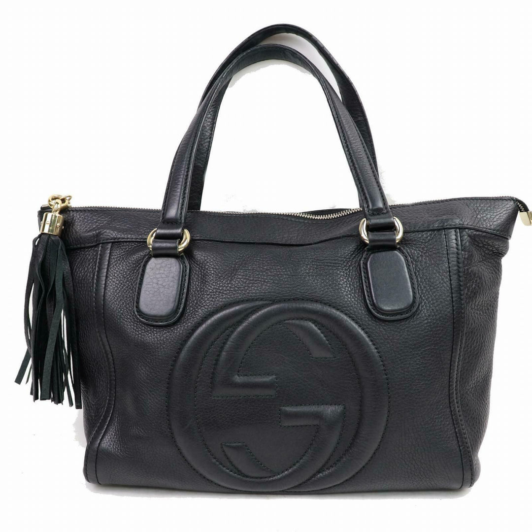 Indistinguishable  G*G Hand Bag Sohotote Black Leather (SHC1-15095)