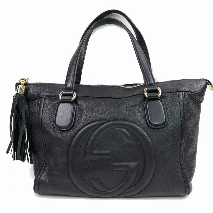 Indistinguishable  G*G Hand Bag Sohotote Black Leather (SHC1-15095)