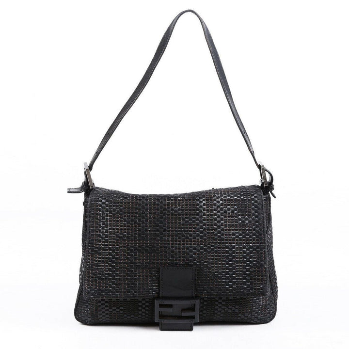 Fendi Bag Mama Baguette Black Woven Leather