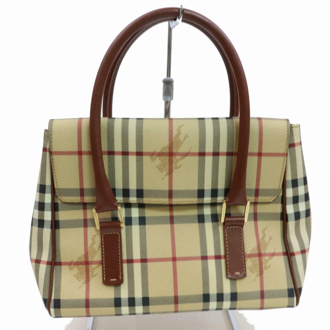 Indistinguishable  Burbe**y London Hand Bag Beige PVC (SHC1-15520)