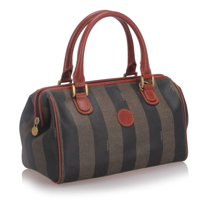 Pre-Loved Fendi Brown PVC Plastic Pequin Boston Bag Italy