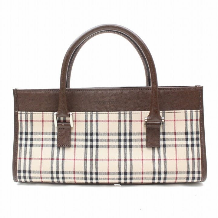 Indistinguishable  Burbe**y Hand Bag Brown Fabric (SHC1-15633)