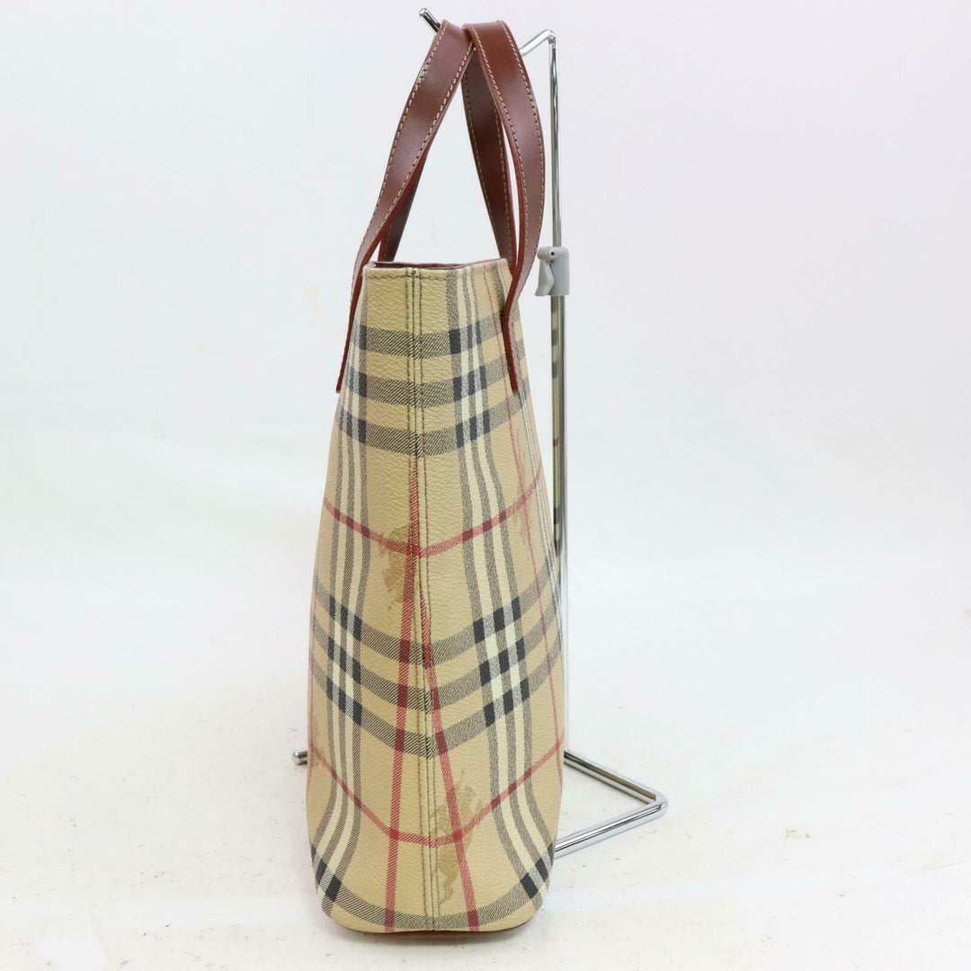 Indistinguishable  Burbe**y London Hand Bag Beige PVC (SHC1-15310)