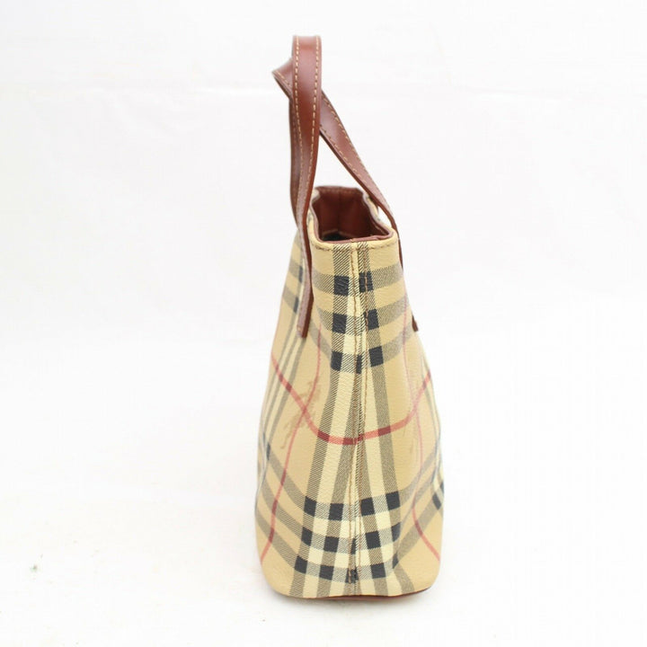 Indistinguishable  Burbe**y Hand Bag Beige PVC (SHC1-14328)