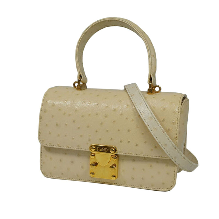 Pre-Loved Fendi Brown Beige Others Leather Embossed Shoulder Bag Italy