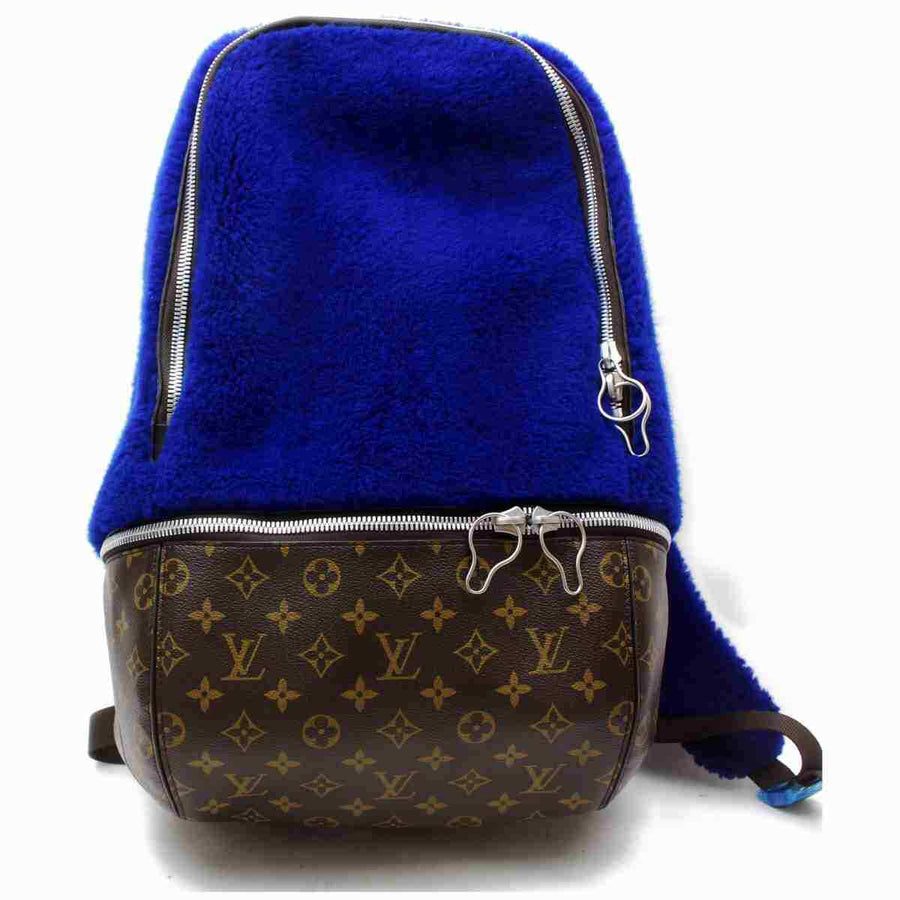 Louis Vuitton Back Pack Marc Newson Blue Fleece Bag  (SHC7-11071)