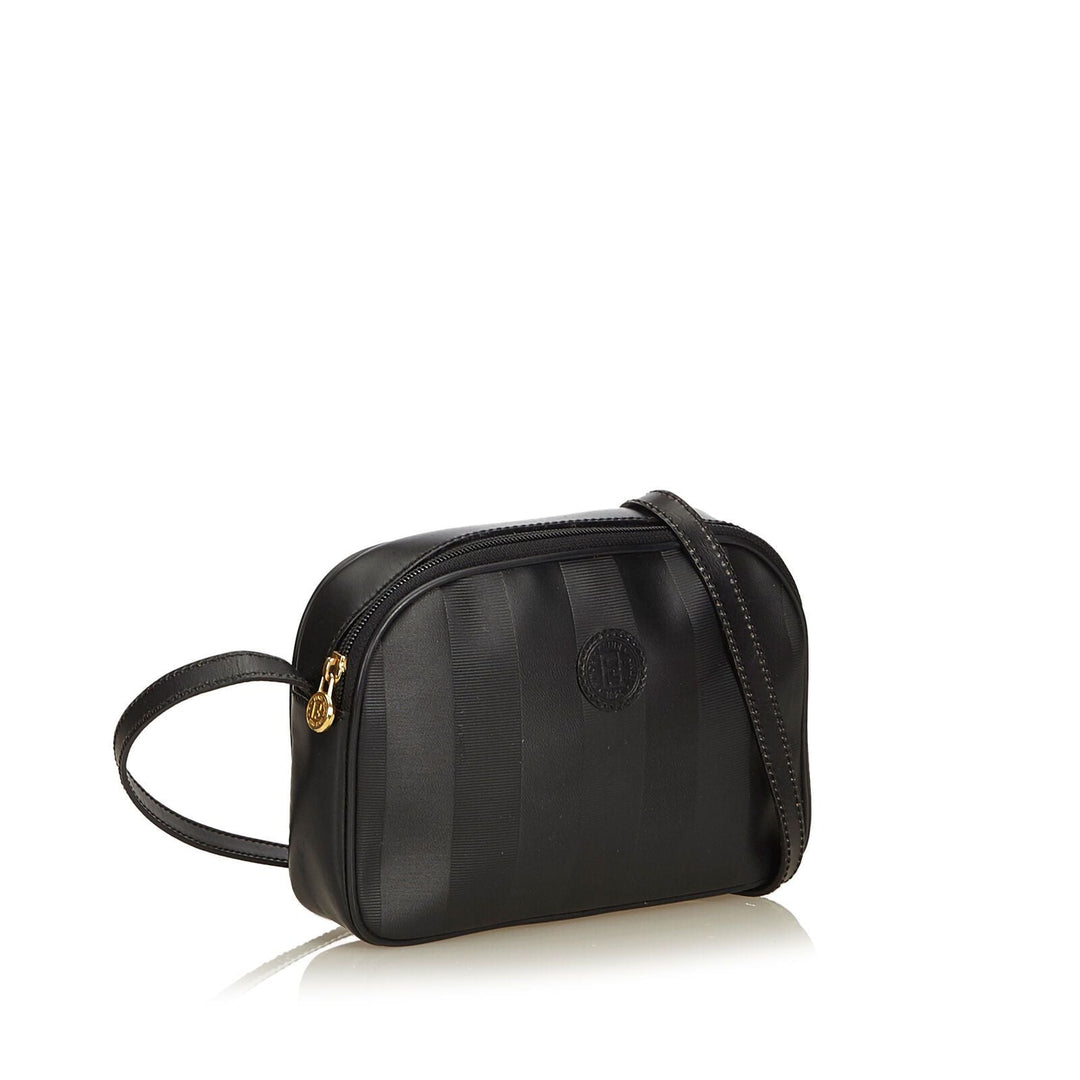 Pre-Loved Fendi Black PVC Plastic Pequin Crossbody Bag Italy