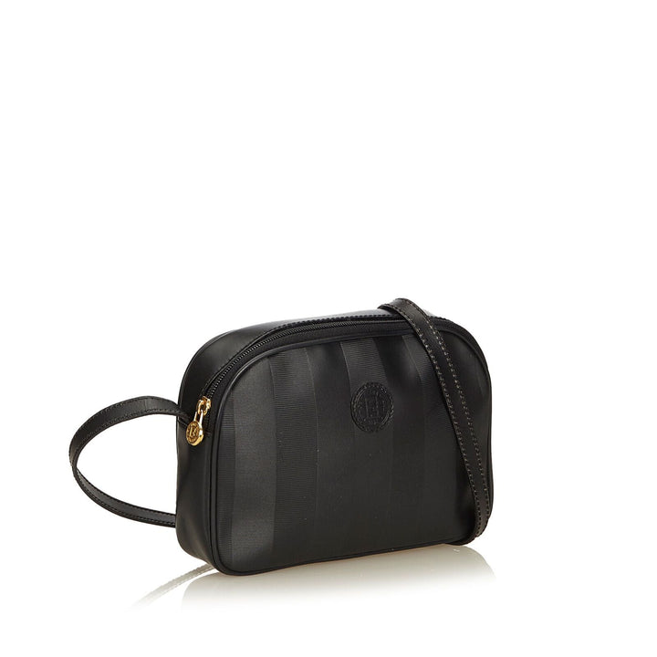 Pre-Loved Fendi Black PVC Plastic Pequin Crossbody Bag Italy