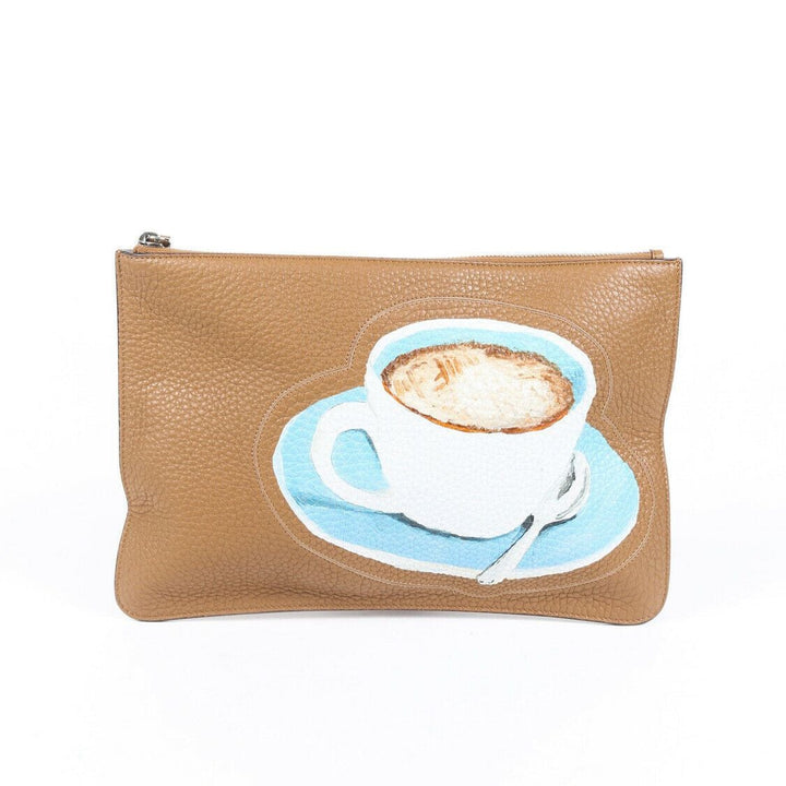 Fendi Clutch Brown Coffee Print Leather
