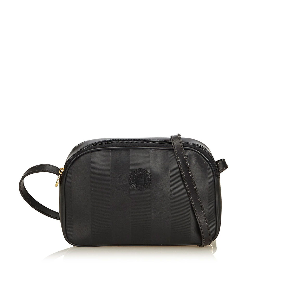Pre-Loved Fendi Black PVC Plastic Pequin Crossbody Bag Italy