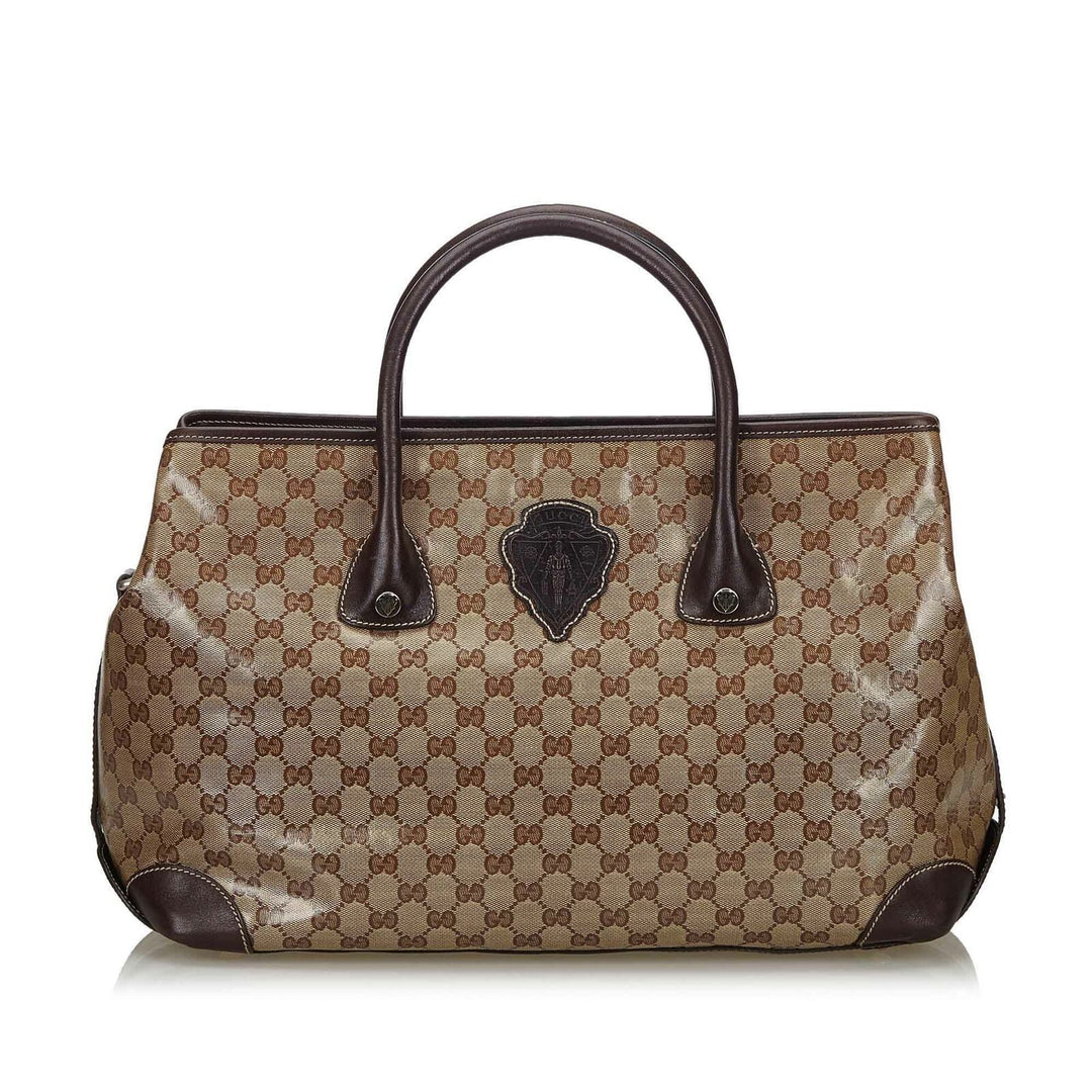 Pre-Loved G*G Brown Beige PVC Plastic GG Crystal Tote Bag Italy