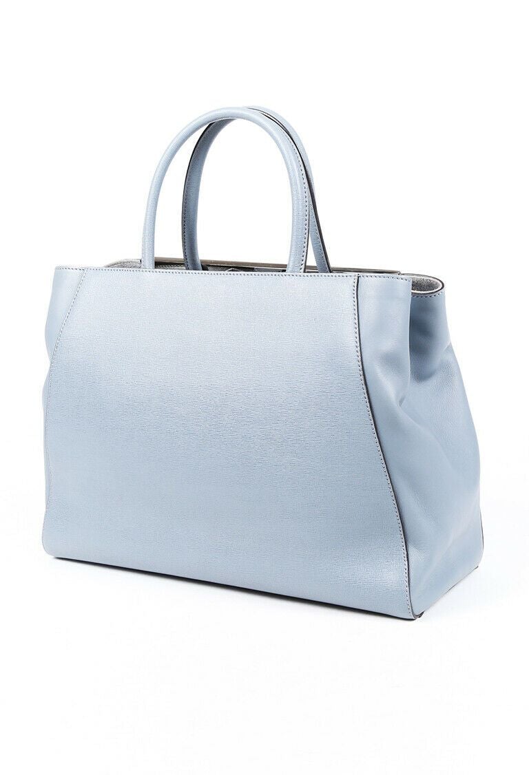 Fendi Bag 2Jours Medium Gray Leather Satchel Tote