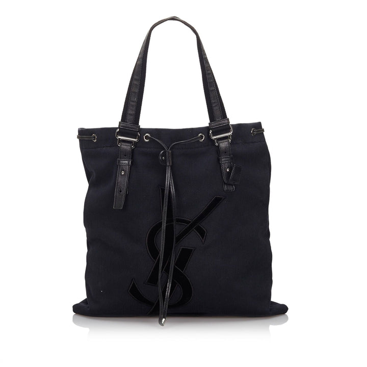 Pre-Loved YSL Black Canvas Fabric Kahala Tote Bag France