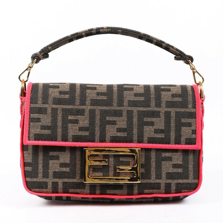 Fendi Bag Baguette Mini Zucca Brown Pink Crossbody