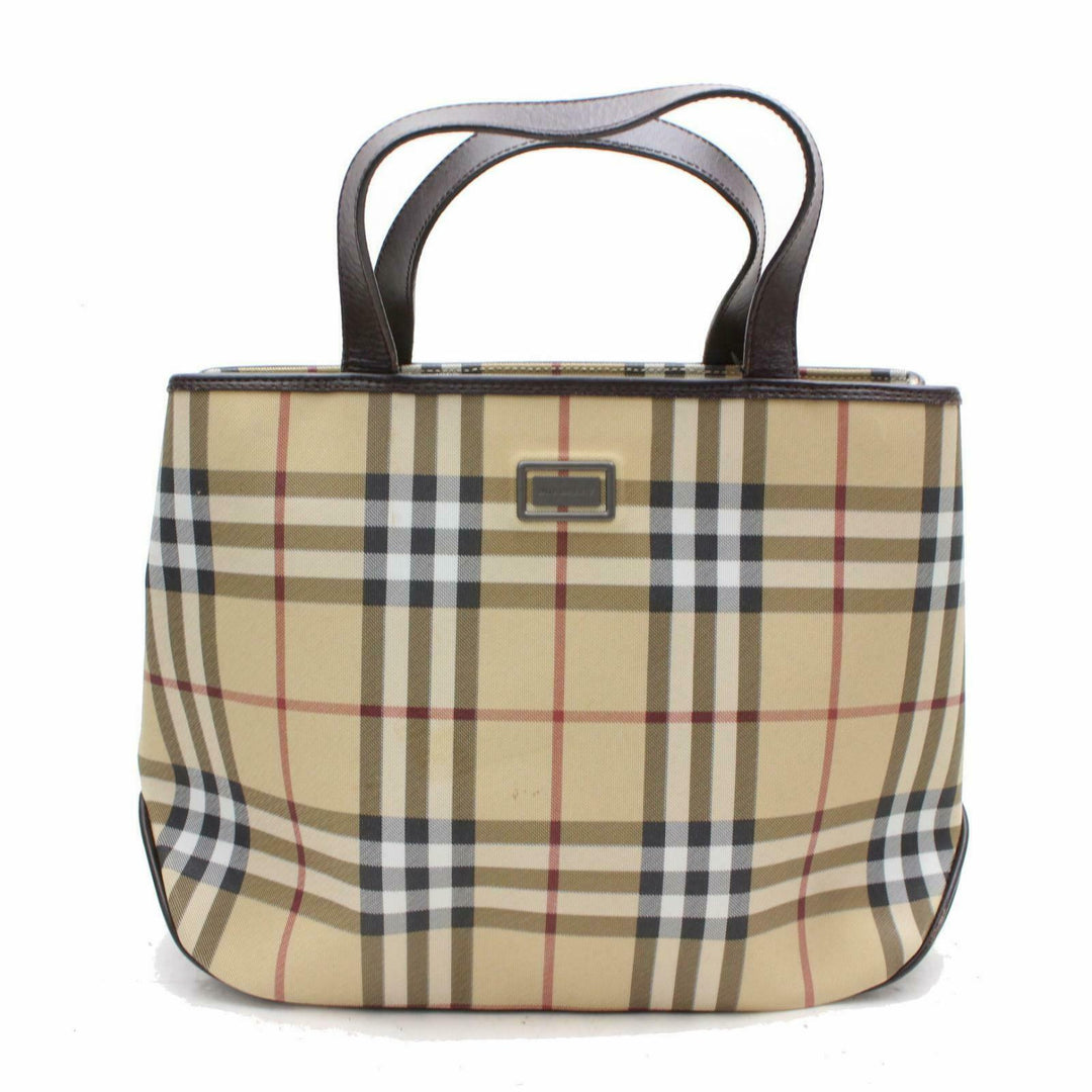 Indistinguishable  Burbe**y Hand Bag Beige PVC (SHC1-15053)