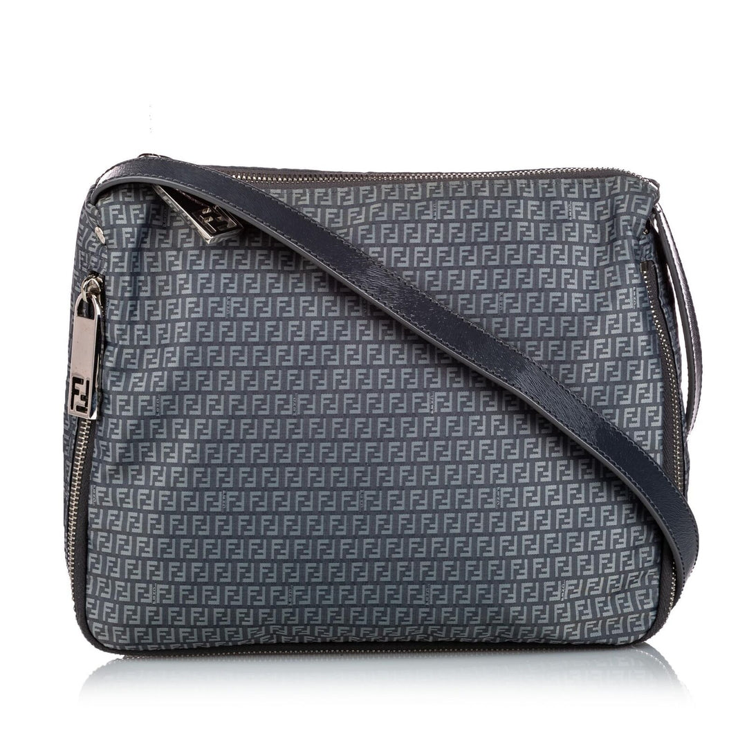 Pre-Loved Fendi Gray Nylon Fabric Zucchino Crossbody Bag ITALY