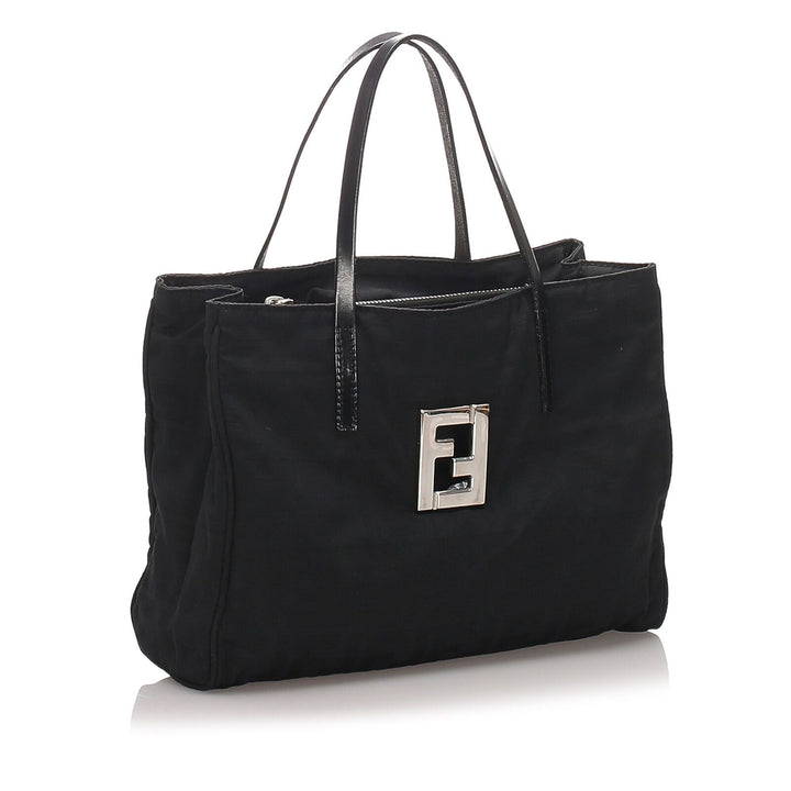 Pre-Loved Fendi Black Nylon Fabric Zucca Tote Bag Italy