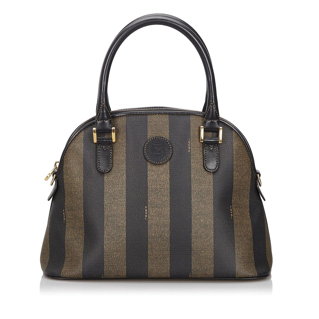 Pre-Loved Fendi Brown PVC Plastic Pequin Handbag Italy